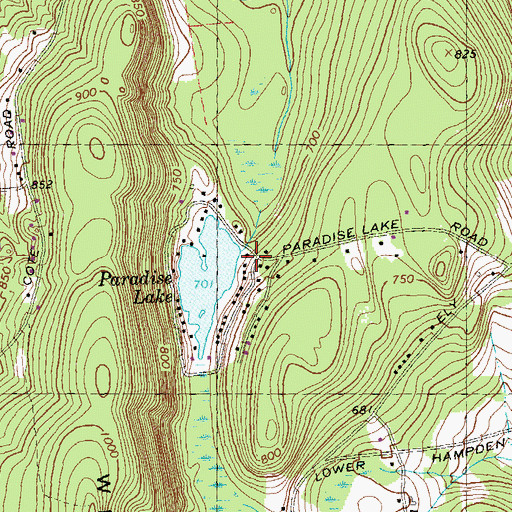 Topographic Map of Paradise Lake Dam, MA