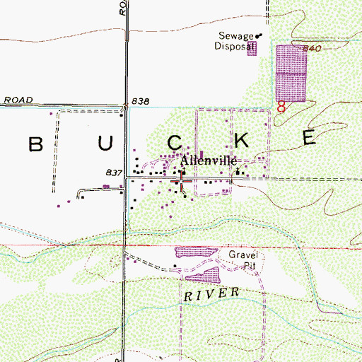Topographic Map of Allenville, AZ