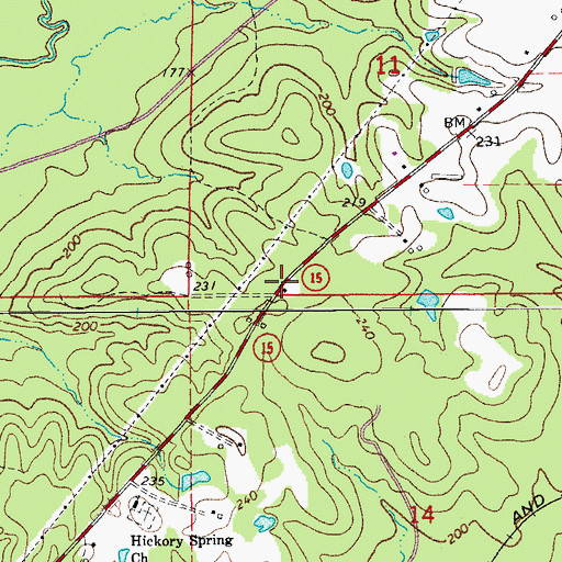 Topographic Map of Hickory Springs School (historical), AR