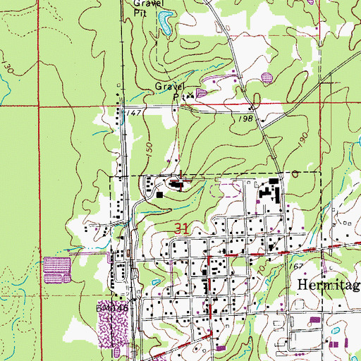 Topographic Map of Hermitage Elementary School, AR