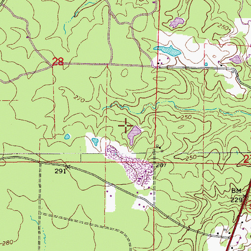 Topographic Map of Cherry Grove (historical), AR