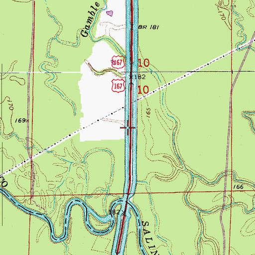 Topographic Map of Saline River (historical), AR