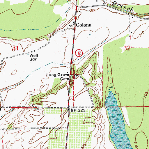 Topographic Map of Long Grove Church (historical), AR