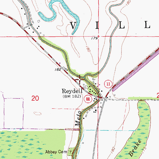 Topographic Map of Reydell Baptist Church, AR