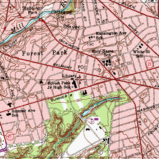 Topographic Map of Forest Park Middle School, MA