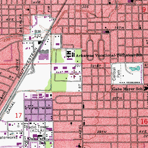 Topographic Map of Hazel Street Baptist Church, AR