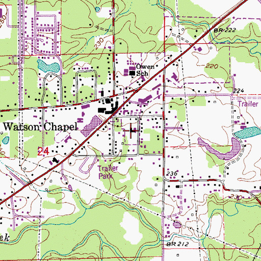 Topographic Map of Watson Chapel Baptist Church, AR