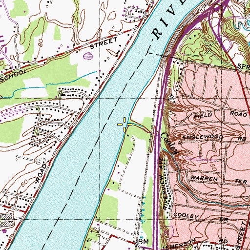 Topographic Map of Cooley Brook, MA