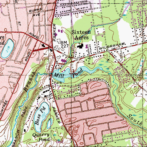 Topographic Map of Mill Pond, MA