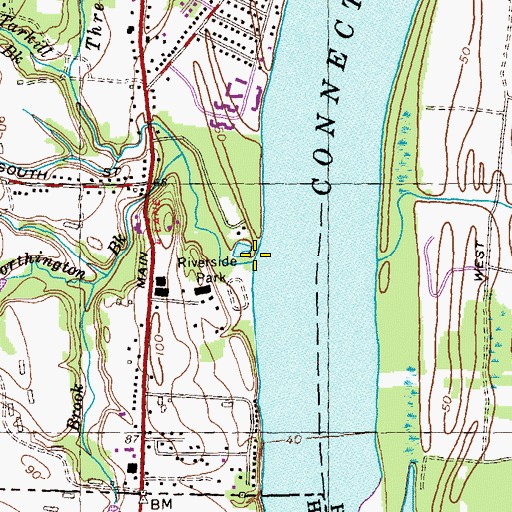 Topographic Map of Threemile Brook, MA
