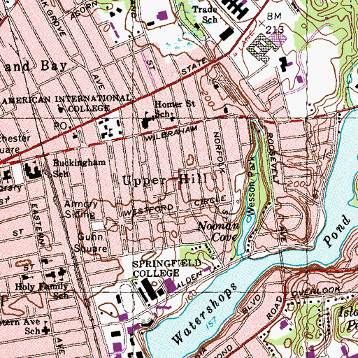Topographic Map of Upper Hill, MA