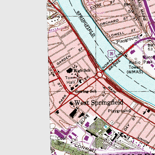 Topographic Map of West Springfield, MA