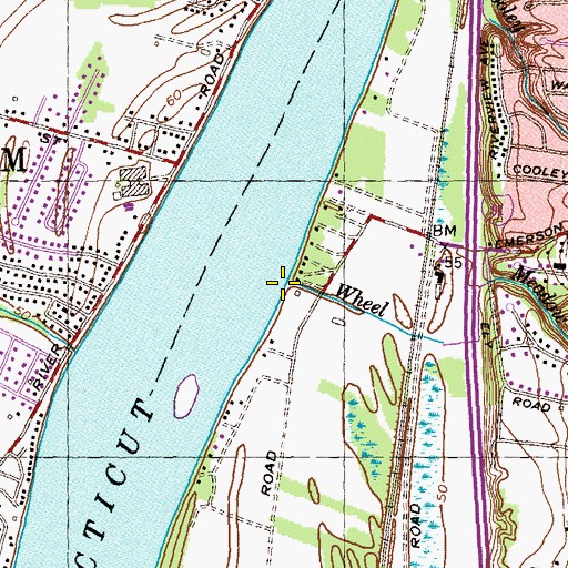 Topographic Map of Wheel Meadow Brook, MA