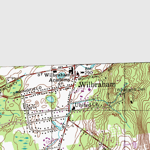 Topographic Map of Wilbraham, MA