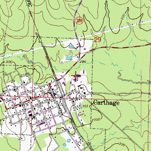 Topographic Map of Carthage High School, AR