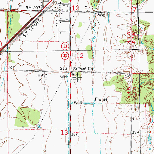 Topographic Map of Saint Paul Cemetery, AR
