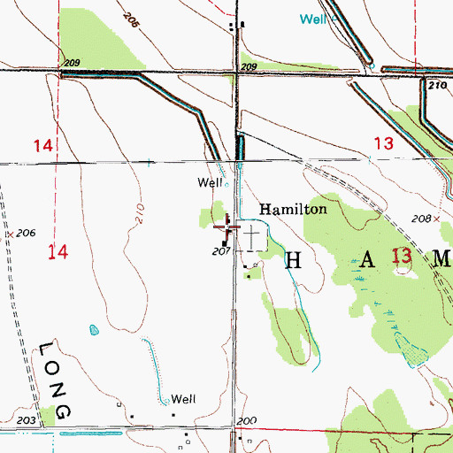 Topographic Map of Hamilton Church, AR