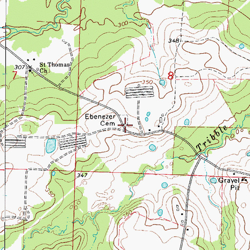 Topographic Map of Ebenezer Church (historical), AR