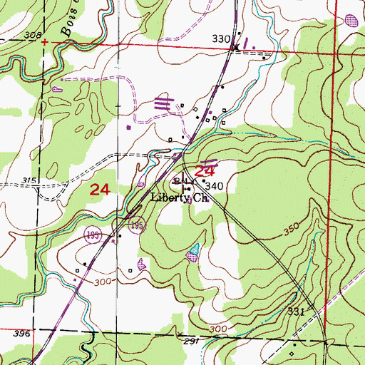 Topographic Map of Liberty School (historical), AR