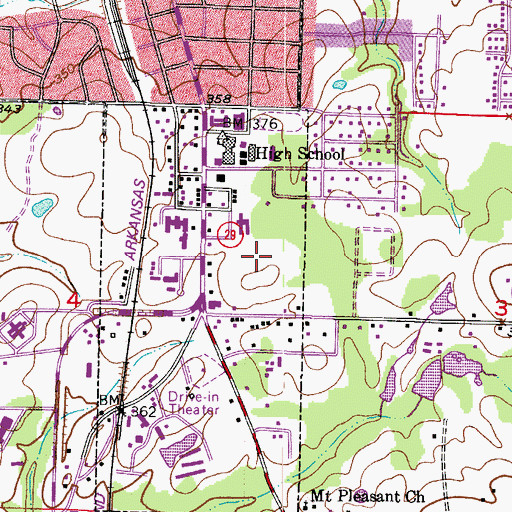 Topographic Map of Wadley Regional Medical Center At Hope, AR