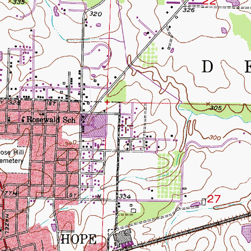 Topographic Map of Hempstead Heights, AR