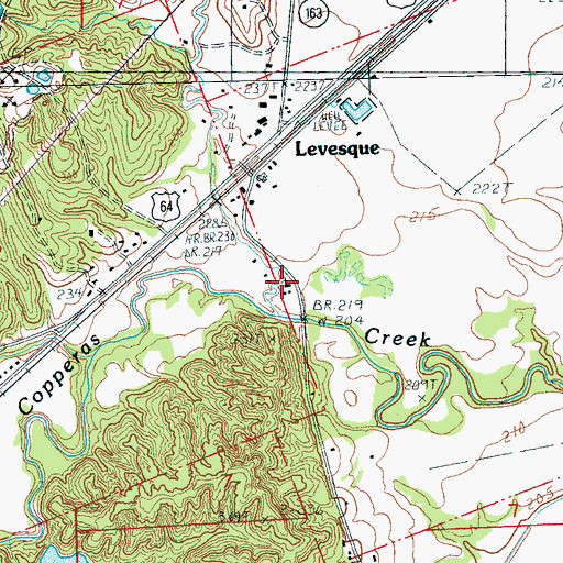 Topographic Map of Levesque Assembly of God Church, AR