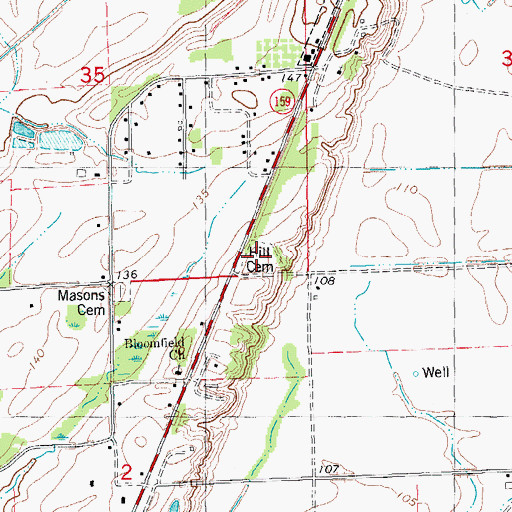 Topographic Map of Hill Cemetery, AR