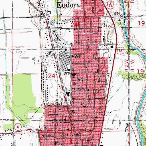 Topographic Map of Eudora Junior High School, AR