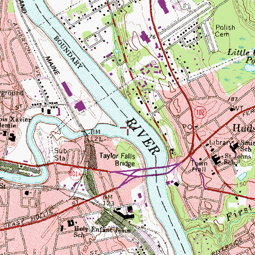 Topographic Map of Nashua River, NH