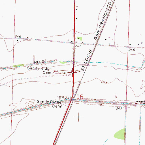 Topographic Map of Sandy Ridge, AR