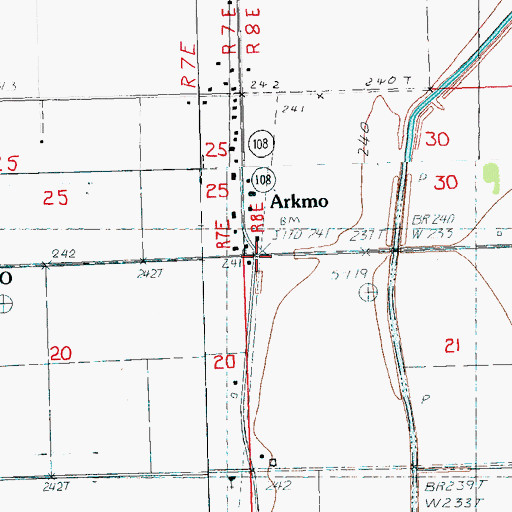 Topographic Map of Arkmo, AR
