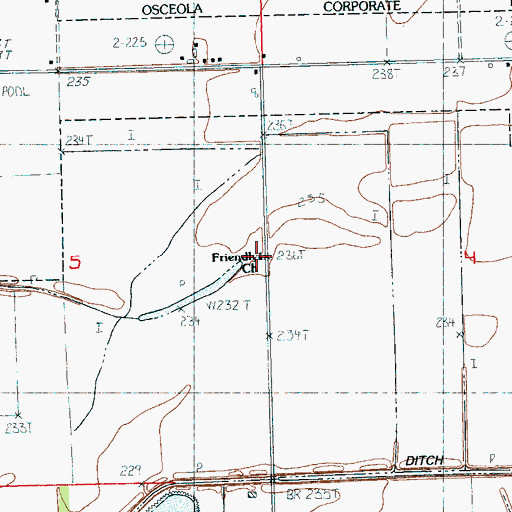 Topographic Map of Friendly Church, AR