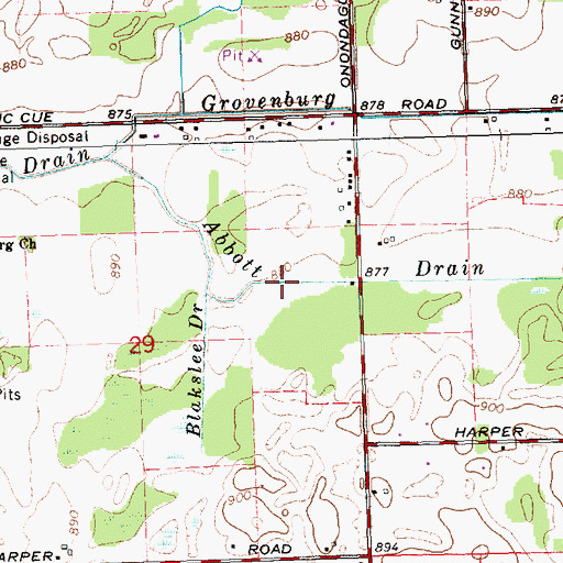 Topographic Map of Abbott Drain, MI