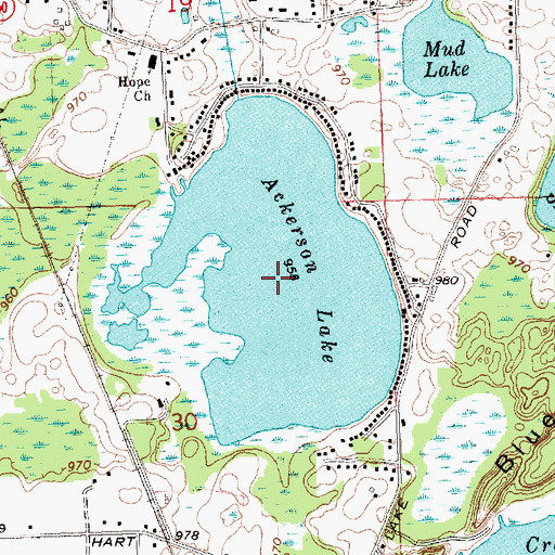 Topographic Map of Ackerson Lake, MI