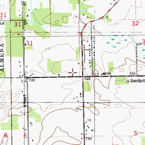 Topographic Map of Acorn School, MI