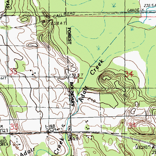 Topographic Map of Adair Creek, MI