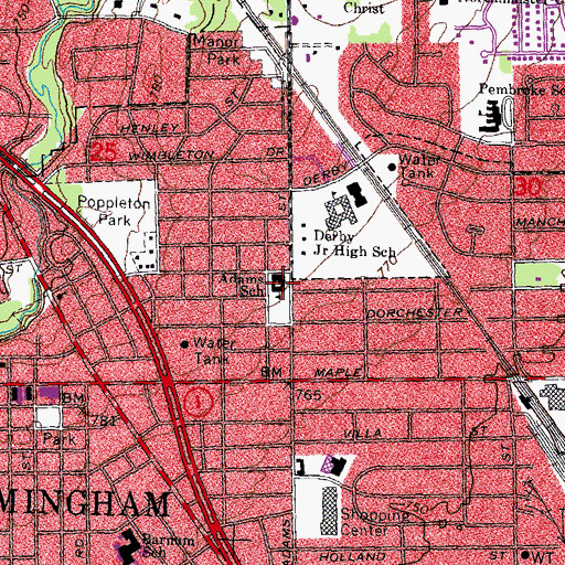 Topographic Map of Adams School, MI