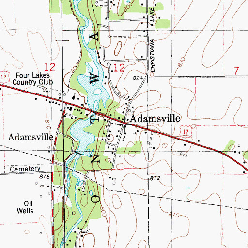 Topographic Map of Adamsville, MI