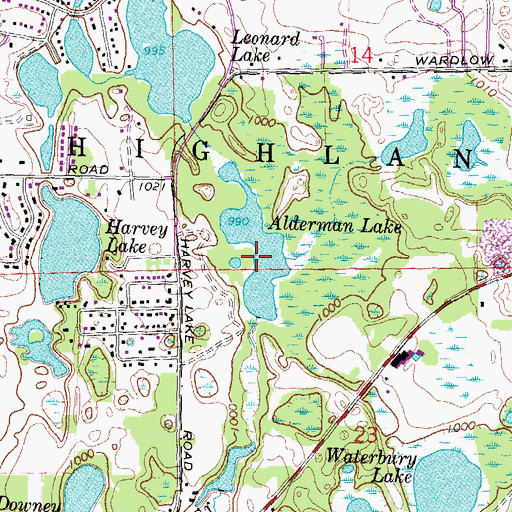 Topographic Map of Alderman Lake, MI