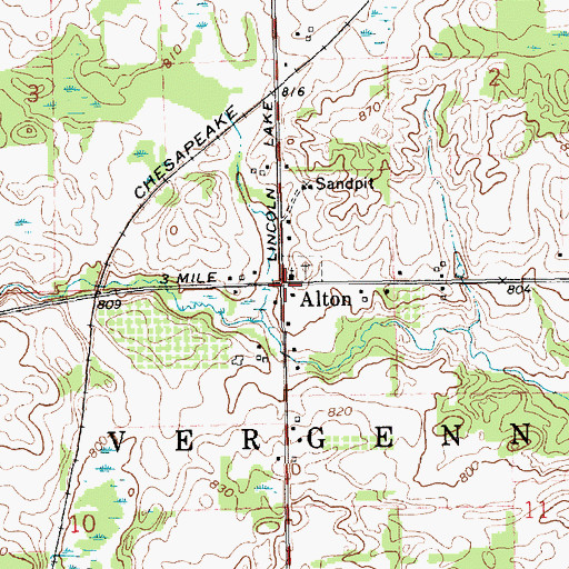 Topographic Map of Alton, MI