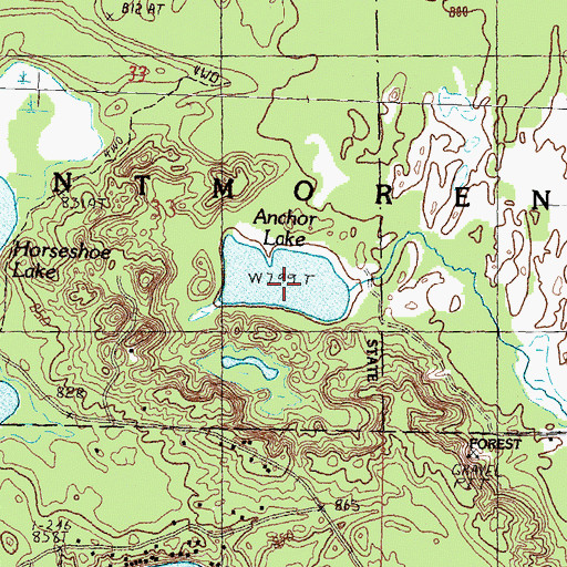 Topographic Map of Anchor Lake, MI