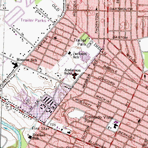 Topographic Map of Anderson School, MI
