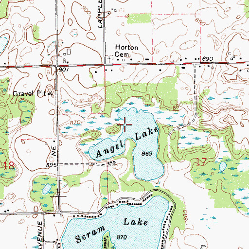 Topographic Map of Angel Lake, MI