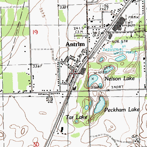 Topographic Map of Antrim, MI