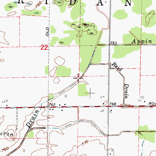 Topographic Map of Appin Drain, MI