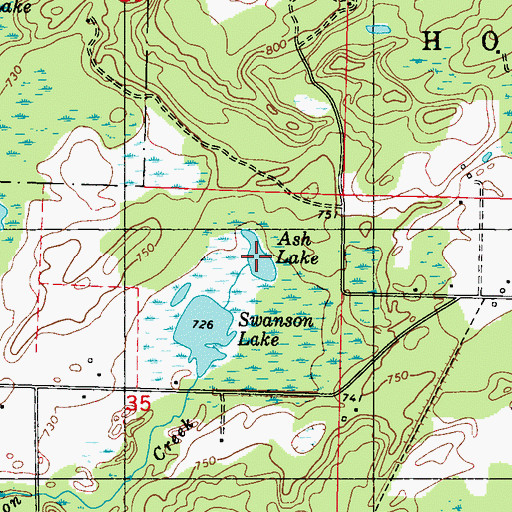 Topographic Map of Ash Lake, MI