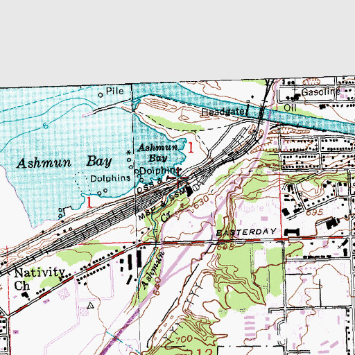 Topographic Map of Ashmun Creek, MI
