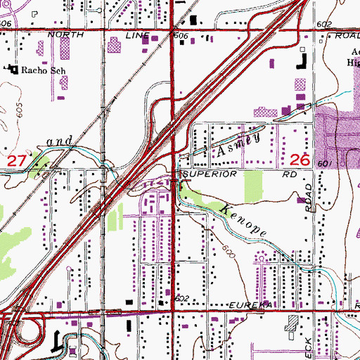 Topographic Map of Asmey Drain, MI