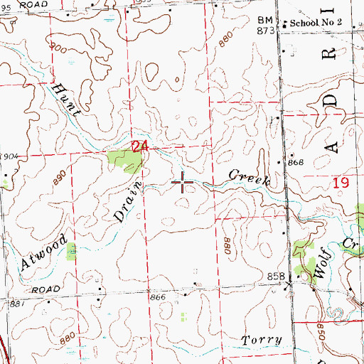 Topographic Map of Atwood Drain, MI