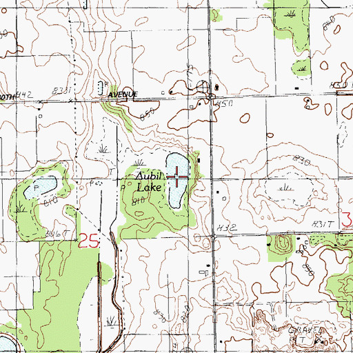 Topographic Map of Aubil Lake, MI